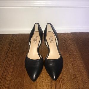 Franco Sarto Conservative Black Leather Wedges